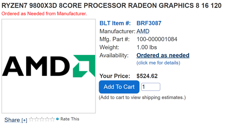 Ryzen 7 9800X3D приближается&nbsp;&mdash; процессор начал появляться в ассортименте магазинов