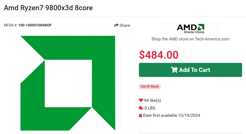 Ryzen 7 9800X3D приближается&nbsp;&mdash; процессор начал появляться в ассортименте магазинов