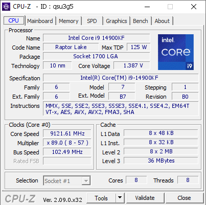 Побит мировой рекорд разгона CPU — Intel Core i9-14900KF заставили работать с частотой выше 9121 МГц