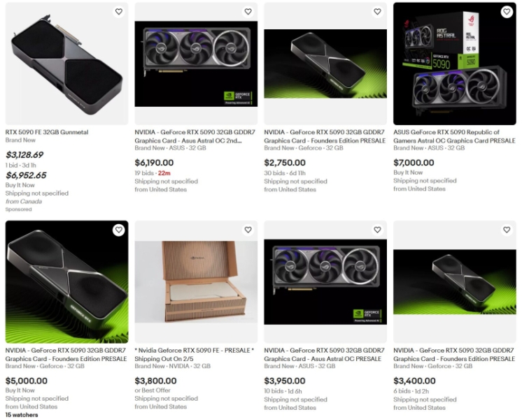 Спекулянты начали собирать заказы на GeForce RTX 5090 — цены достигли $7000, хотя карта ещё не поступила в продажу