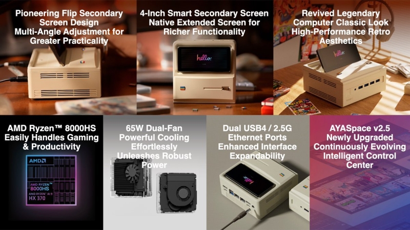 AyaNeo представила вдохновлённый Macintosh&nbsp;мини-ПК с откидным экраном и чипом AMD Strix Point