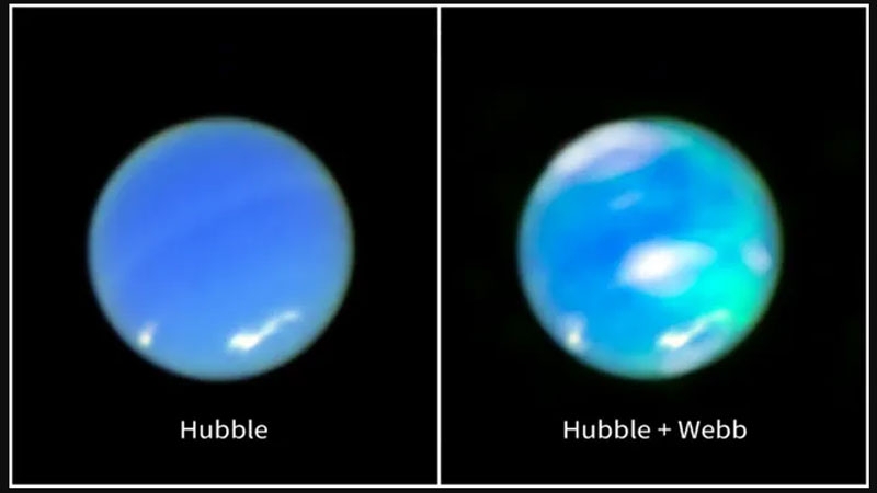 Космический телескоп «Уэбб» сделал первые в истории снимки полярных сияний на Нептуне