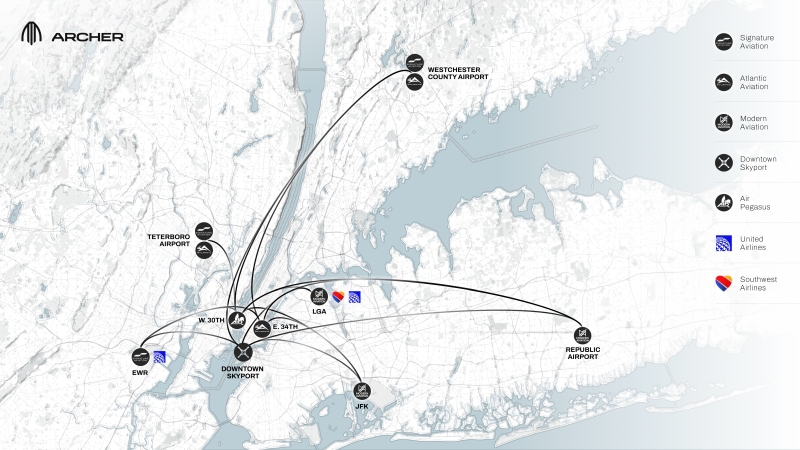 Archer Aviation запустит летающую электромаршрутку между Манхэттеном и ближайшими аэропортами