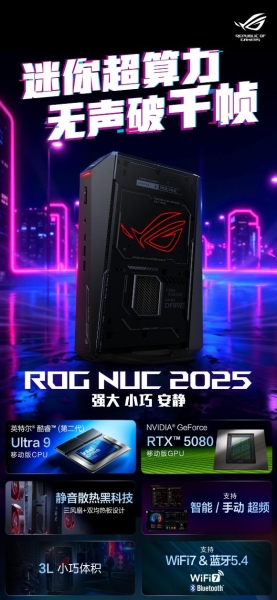 Asus представила геймерский мини-ПК ROG NUC 2025 &mdash; Core Ultra 9 и GeForce RTX 5080 в трёхлитровом корпусе за&nbsp;$3335