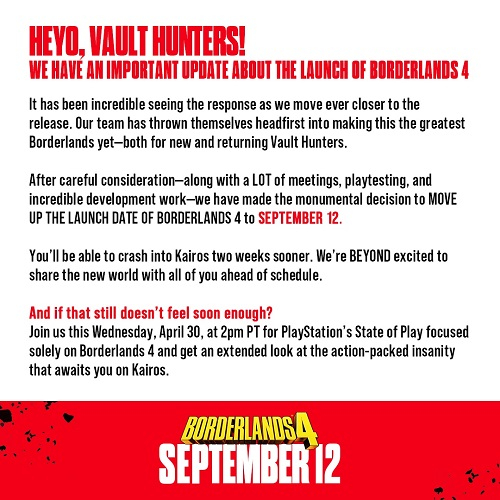 Borderlands 4 не выйдет 23 сентября — игру перенесли на более ранний срок