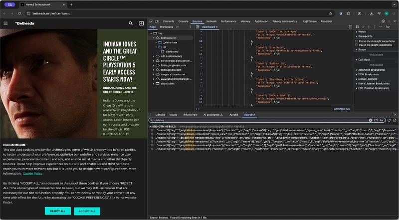 Доказательства скорой премьеры The Elder Scrolls IV: Oblivion Remastered обнаружили на сайте самой Bethesda