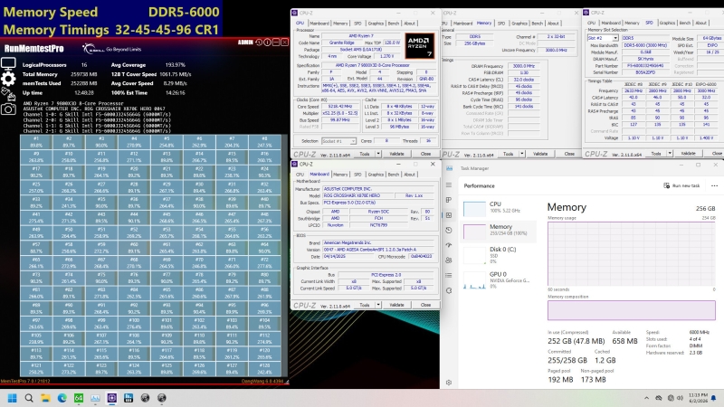 G.Skill представила 256-Гбайт комплект памяти DDR5-6000 CL32 из четырёх модулей