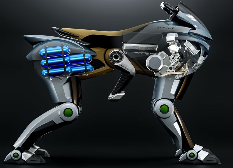 Kawasaki представила настоящего железного коня — мотоцикл с ногами вместо колёс, который прыгает через овраги