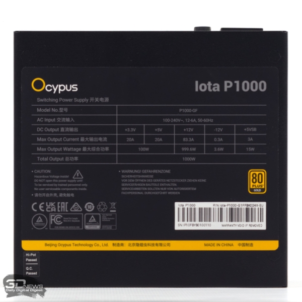 Обзор блока питания Ocypus Iota P1000