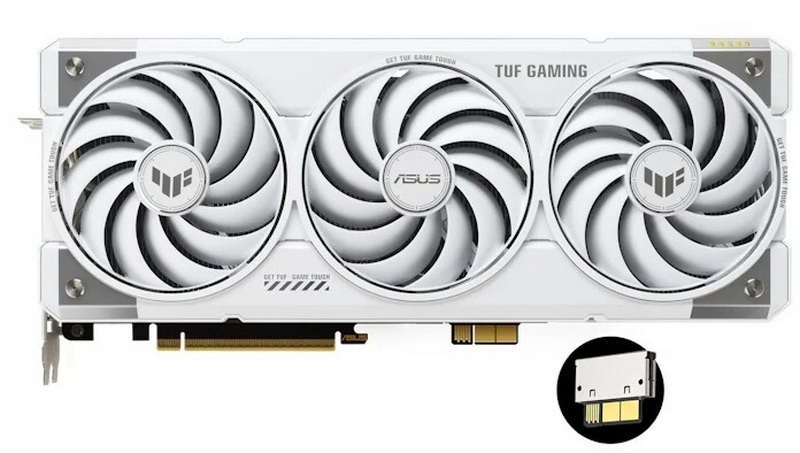 Asus представила белую видеокарту TUF RTX 5070 Ti BTF с альтернативным съёмным разъёмом питания