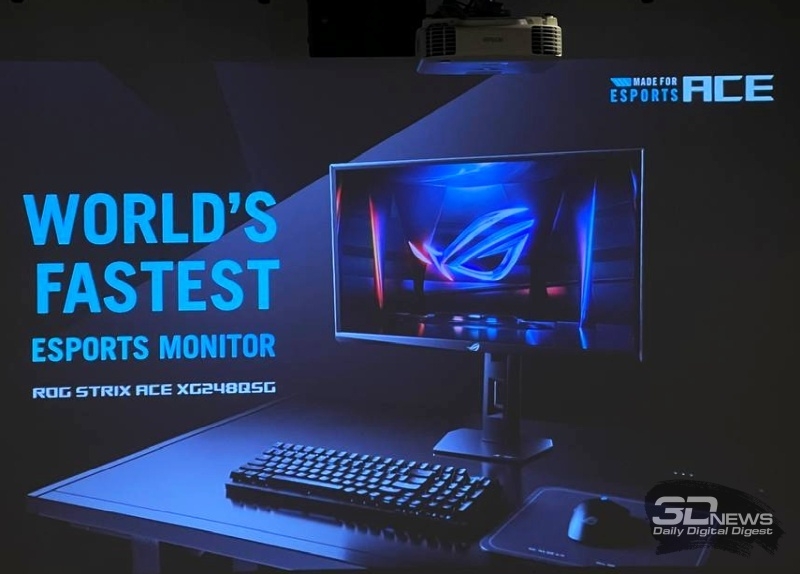 Asus представила &laquo;самый быстрый киберспортивный монитор&raquo; &mdash;&nbsp;Strix Ace XG248QSG разгоняется до 610 Гц