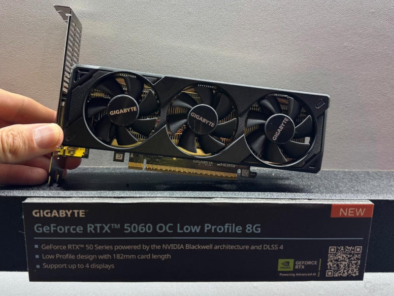 Gigabyte показала низкопрофильную версию GeForce RTX 5060 с тройкой вентиляторов