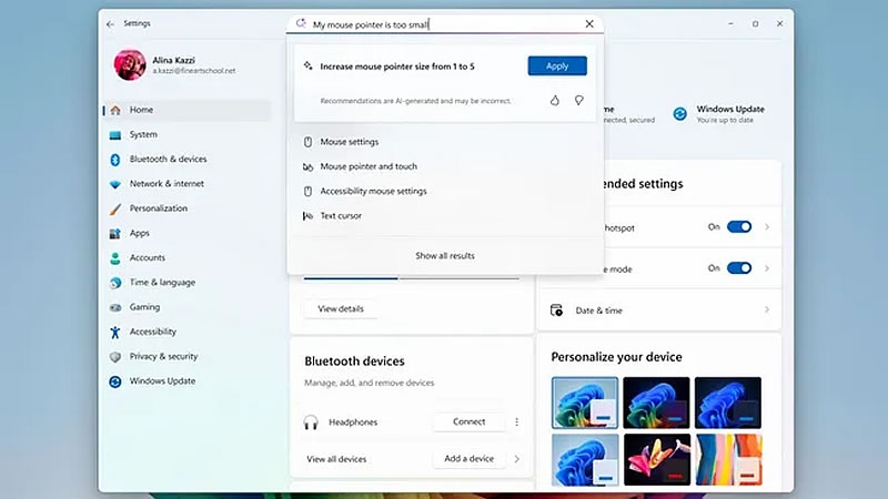 Microsoft скоро позволит искусственному интеллекту менять настройки Windows 11
