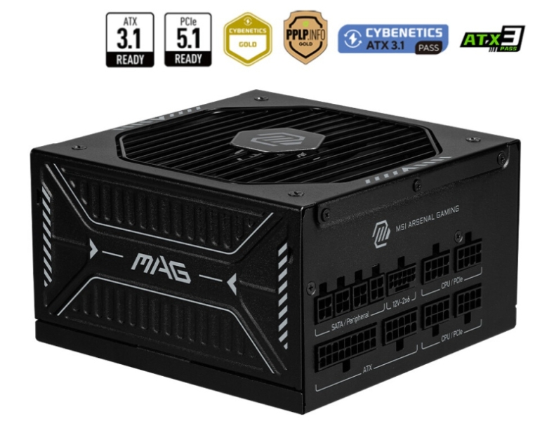 MSI представила тихие блоки питания MAG A1000GLS PCIE5 мощностью до 1000 Вт
