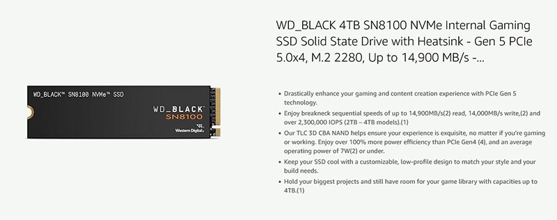 Накопитель WD Black SN8100 с рекордной для PCIe 5.0 SSD скоростью появился в магазинах до анонса