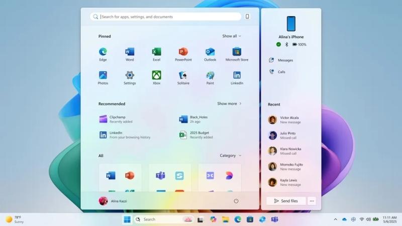 Представлен новый «Пуск» для Windows 11: с настраиваемым макетом и интеграцией с Phone Link