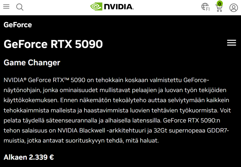 Стоимость GeForce RTX 5090 в Европе впервые упала ниже рекомендованной