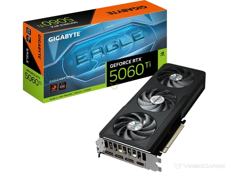 Gigabyte выпустила RTX 5060 и RTX 5060 Ti в исполнениях Eagle Max и Windforce Max с полноразмерным разъёмом PCIe