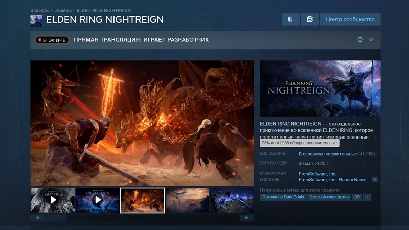 &laquo;Мы бесконечно признательны&raquo;: продажи Elden Ring Nightreign взяли новую высоту, а обзоры игры в Steam стали &laquo;в основном положительными&raquo;