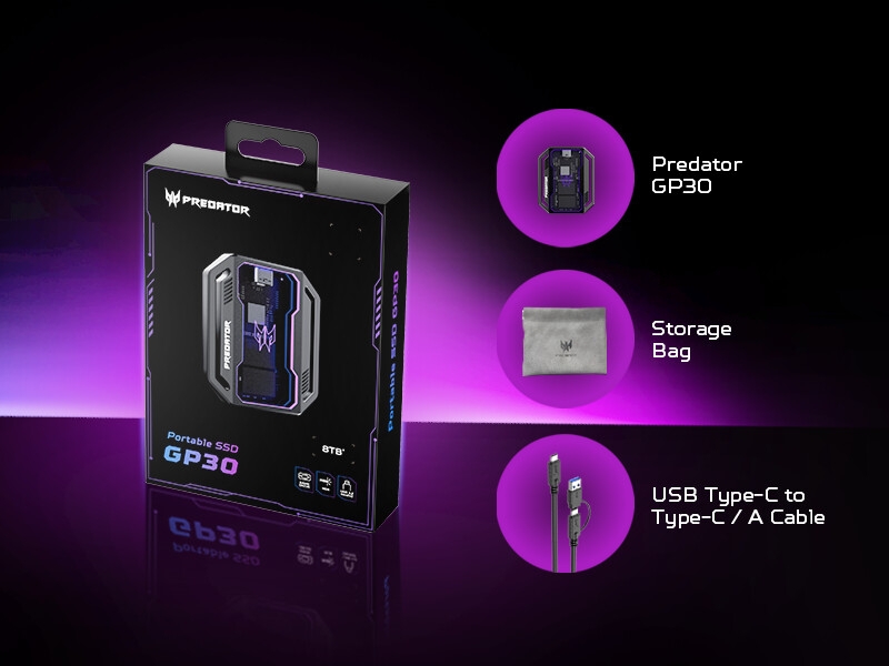Acer выпустила внешний SSD Predator GP30 — до 8 Тбайт и 2000 Мбайт/с