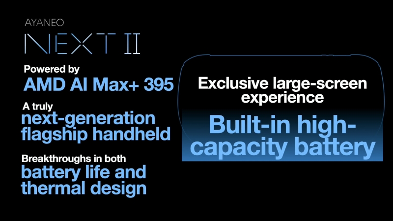 AyaNeo представила Next 2 — портативную консоль с Ryzen AI MAX+ 395, двумя вентиляторами и встроенной батареей