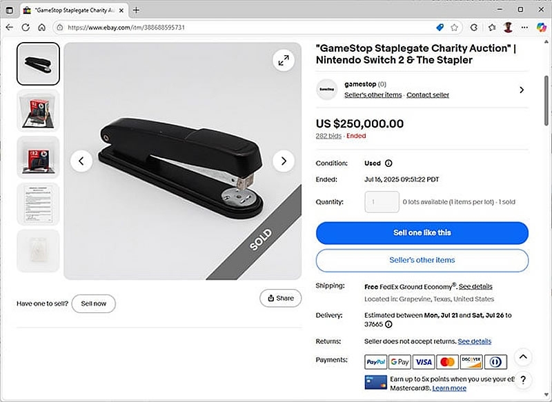 &laquo;Степлер-убийцу&raquo; консолей Switch 2 продали на аукционе за $250 000&nbsp; вместе с первой жертвой