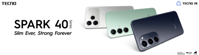 Tecno представила серию тонких и доступных смартфонов Spark 40 с ворохом ИИ-функций