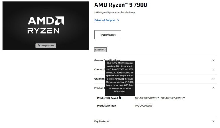 AMD прекратила выпуск коробочных кулеров Wraith Prism и Wraith Spire для&nbsp;Ryzen 5000, 7000 и 8000G