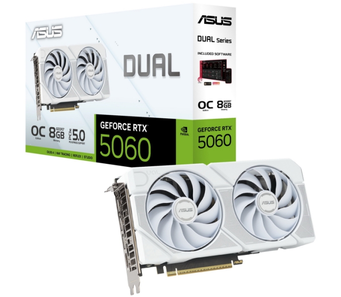Asus выпустила белые версии GeForce RTX 5060 и Radeon RX 9060 XT в исполнении Dual