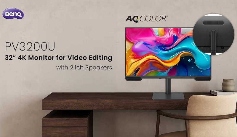 BenQ выпустила 32-дюймовый 4K-монитор PV3200U для видеоблогеров и монтажёров
