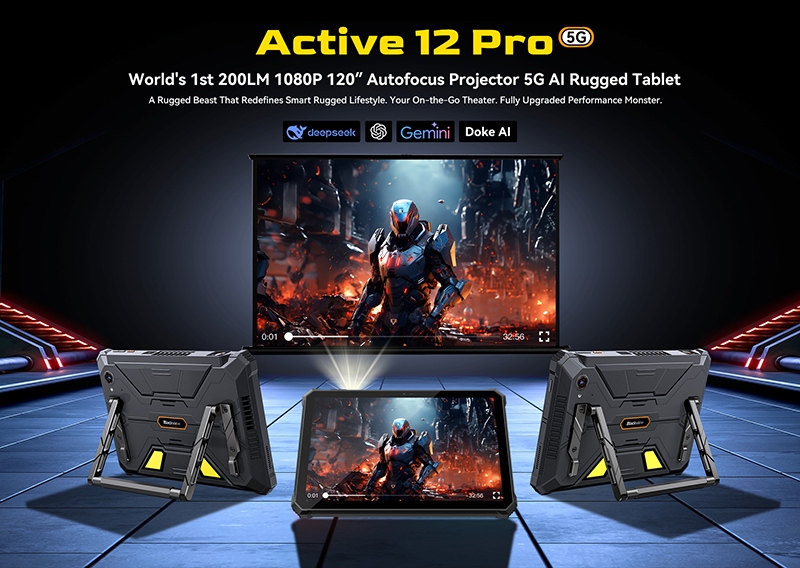Blackview Active 12 Pro &mdash; сверхпрочный планшет с DLP-проектором и батареей на 30 000 мА&middot;ч для работы и отдыха