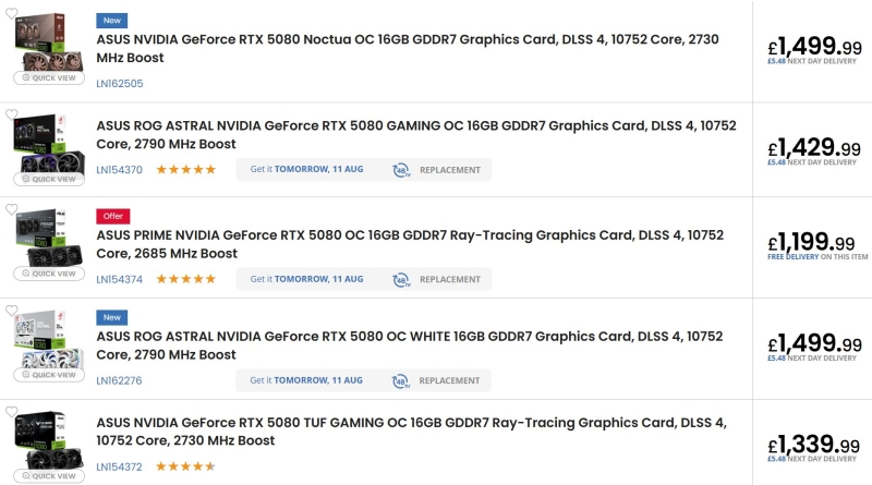 Огромная видеокарта GeForce RTX 5080 Noctua Edition оказалась самой дорогой RTX 5080 от Asus — за неё просят больше $2000