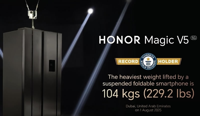 Складной смартфон Honor Magic V5 поднял целый холодильник, установив рекорд Гиннесса