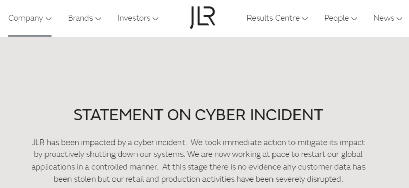 Хакеры атаковали Jaguar Land Rover &mdash; производство автомобилей остановлено