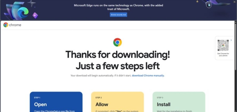 Microsoft стала ещё настойчивее отговаривать от установки Chrome — теперь ещё и через Bing