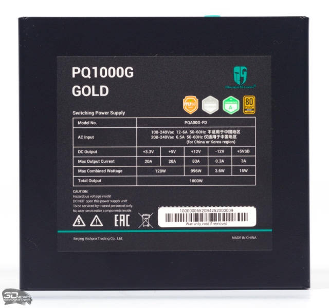 Обзор «золотого» блока питания GamerStorm PQ1000G (PQA00G-FD) с разъемом 12V-2x6