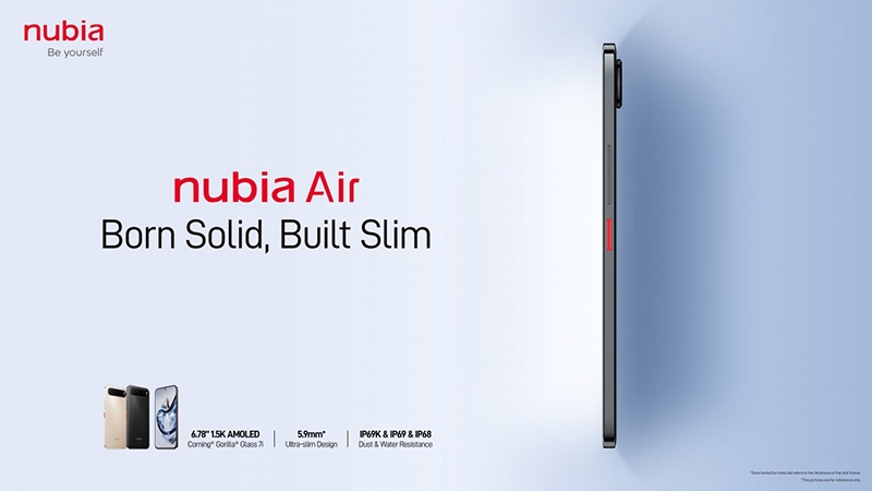 Сверхтонкий 5,9-мм смартфон Nubia Air получил&nbsp;6,78&Prime; AMOLED-экран и защиту IP69K