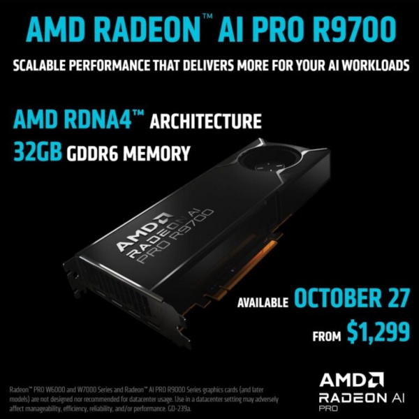 AMD начнёт продавать профессиональные Radeon AI Pro R9700 поштучно за $1299