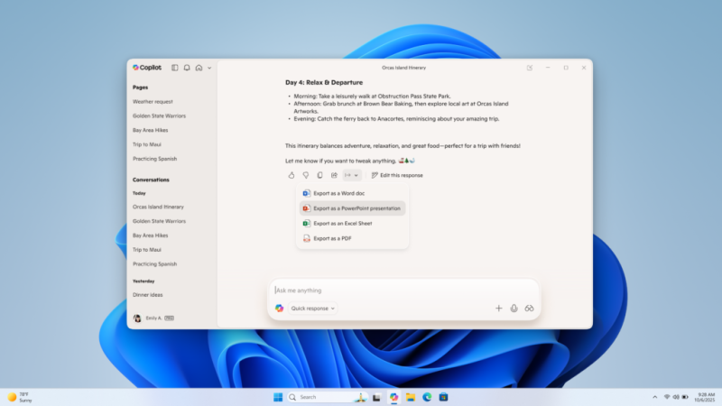 Copilot в Windows теперь может создавать документы Office и подключаться к Gmail