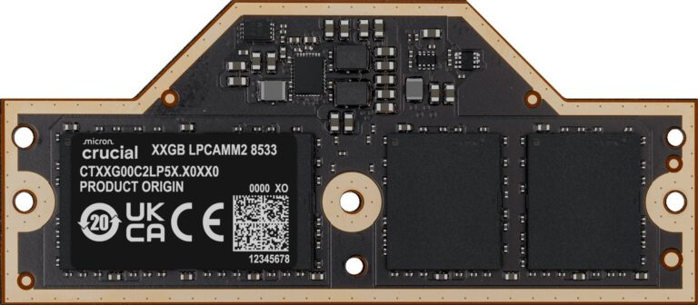 Crucial выпустила самую быструю память LPCAMM2 LPDDR5X для ноутбуков &mdash; 8533 МТ/с