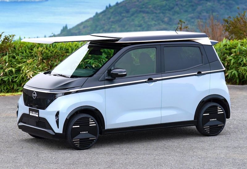 Nissan показала электромобиль с козырьком, который сможет вырабатывать до 500 Вт электроэнергии