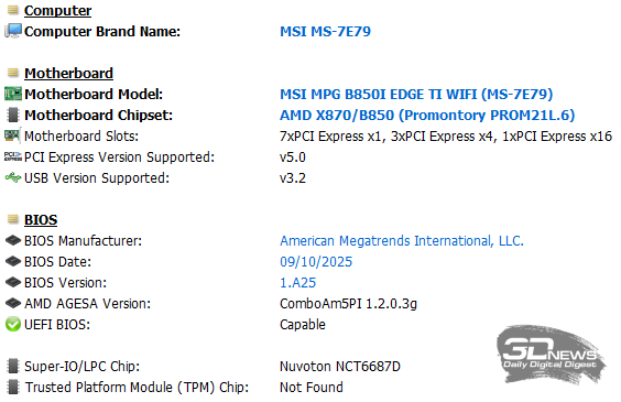 Обзор материнской платы MSI MPG B850I Edge Ti WiFi: не называй меня малышкой