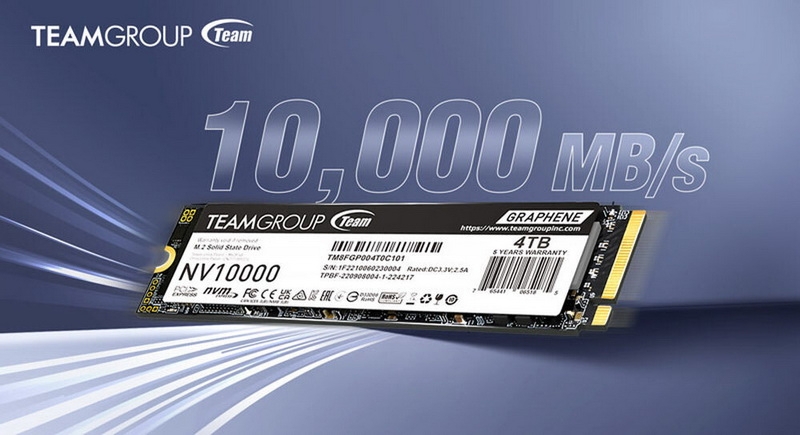 TeamGroup представила безбуферные SSD NV10000 с PCIe 5.0 &mdash; до 4 Тбайт и до 10 000 Мбайт/с