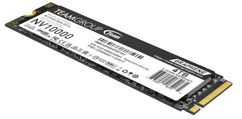 TeamGroup представила безбуферные SSD NV10000 с PCIe 5.0 &mdash; до 4 Тбайт и до 10 000 Мбайт/с