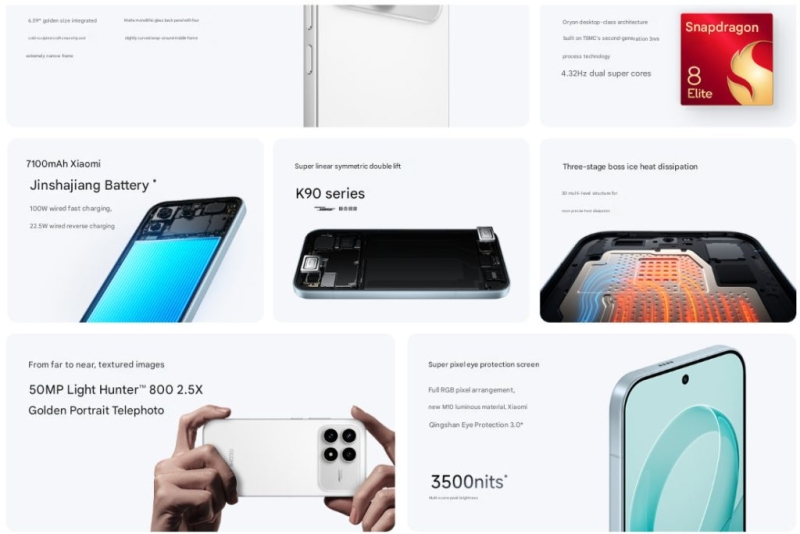 Xiaomi представила субфлагман Redmi K90 с чипом Snapdragon 8 Elite, звуком от Bose и ценой от $360