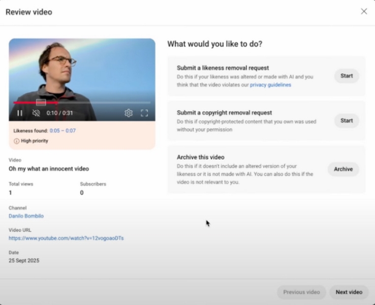 YouTube объявил войну ИИ-диспфейкам, запустив функцию &laquo;Определение сходства&raquo;