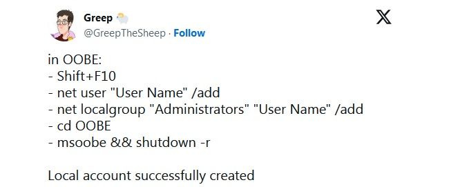 Запрет установки Windows 11 с локальным аккаунтом не сработал &mdash; пользователи нашли новые обходные пути