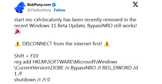 Запрет установки Windows 11 с локальным аккаунтом не сработал &mdash; пользователи нашли новые обходные пути