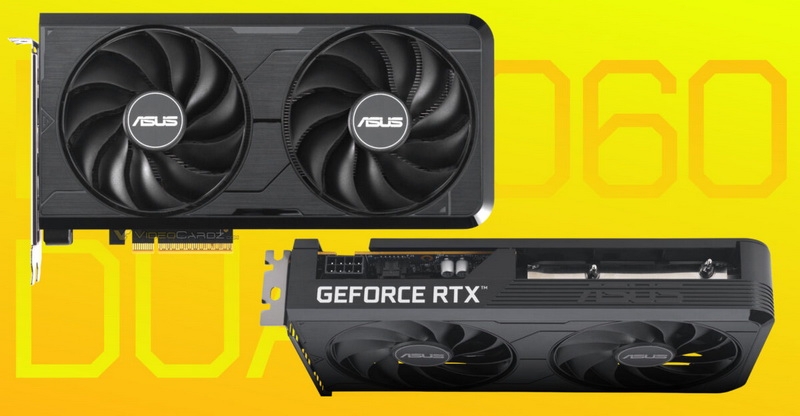 Asus представила GeForce RTX 5060 и RTX 5060 Ti Dual Evo с короткими печатными платами и сдвинутым разъёмом питания