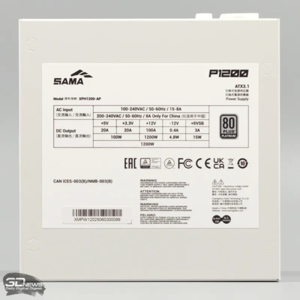 Блок питания SAMA P1200&nbsp;&mdash; &laquo;платиновый&raquo; КПД и два разъема 12V-2x6